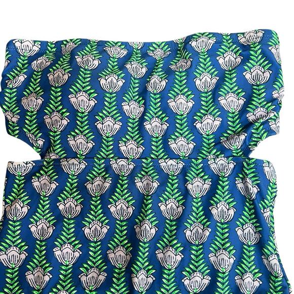 J. Crew Factory Blue Once Piece Cut Out Strapless Swimsuit Size M Flora Bandeau - Picture 3 of 12